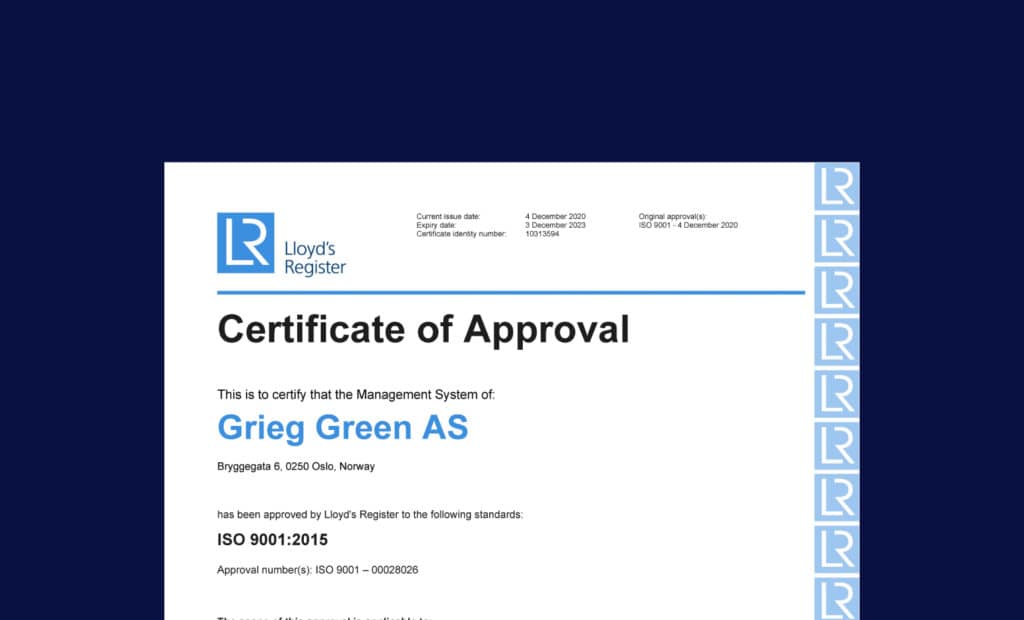 Certificate of approval - PDF document for Grieg Green.