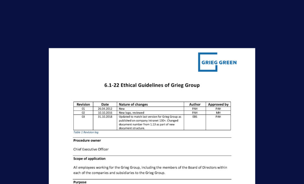 Ethical guidelines of Grieg Group - PDF document.